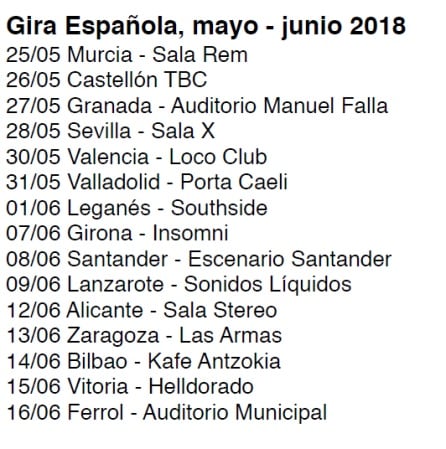 Fechas de la gira española