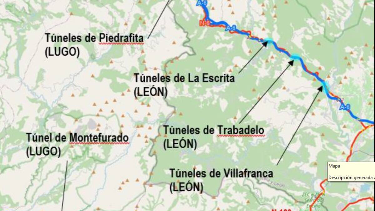 Más de ocho millones de euros adecuarán los túneles de la A-6 y N-120 entre el Bierzo y Lugo