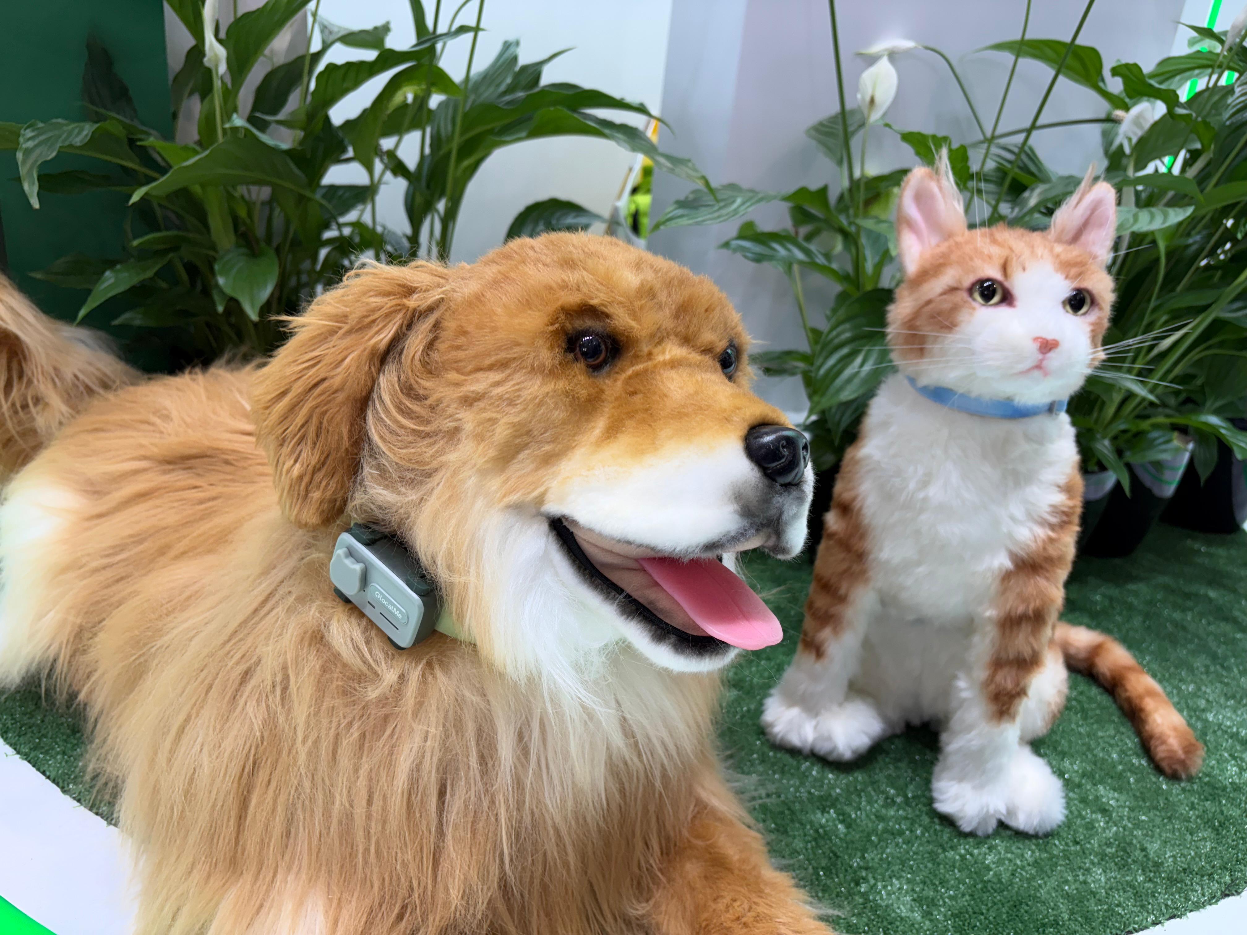 Un perro de peluche con su primer teléfono móvil.