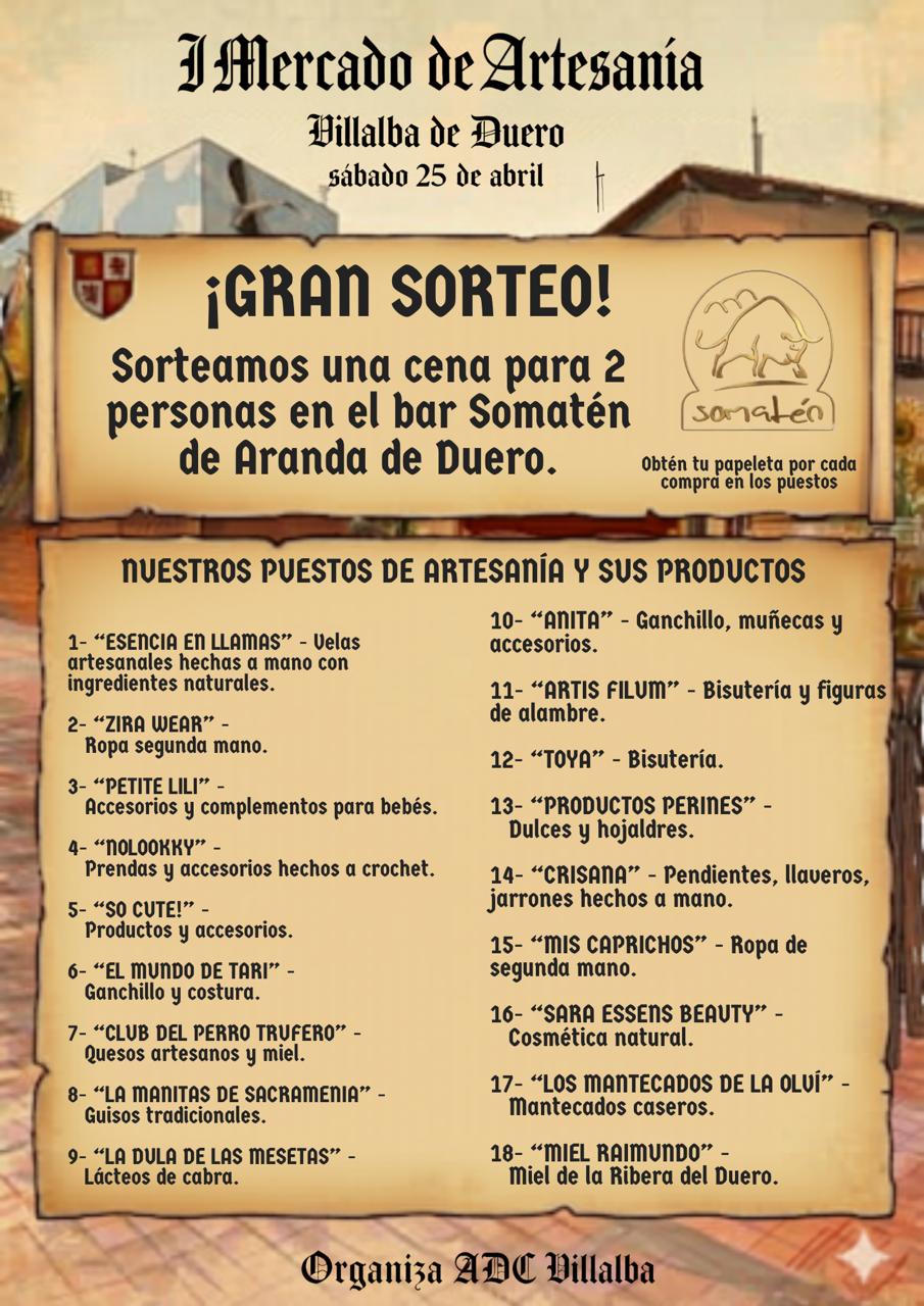 Cartel del primer Mercado de Artesanía de Villalba de Duero