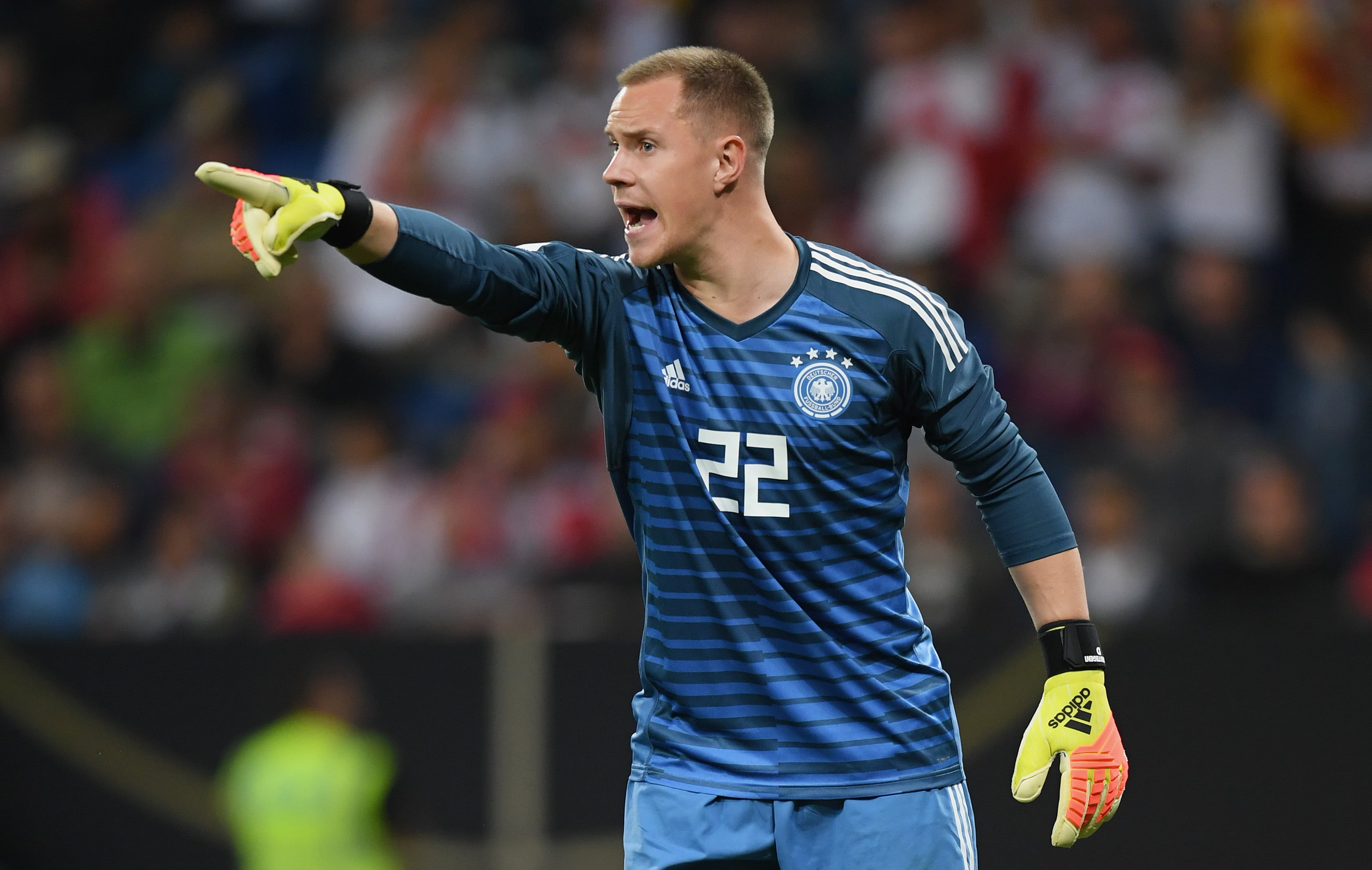 Ter Stegen, durante un partido con Alemania, en 2018.