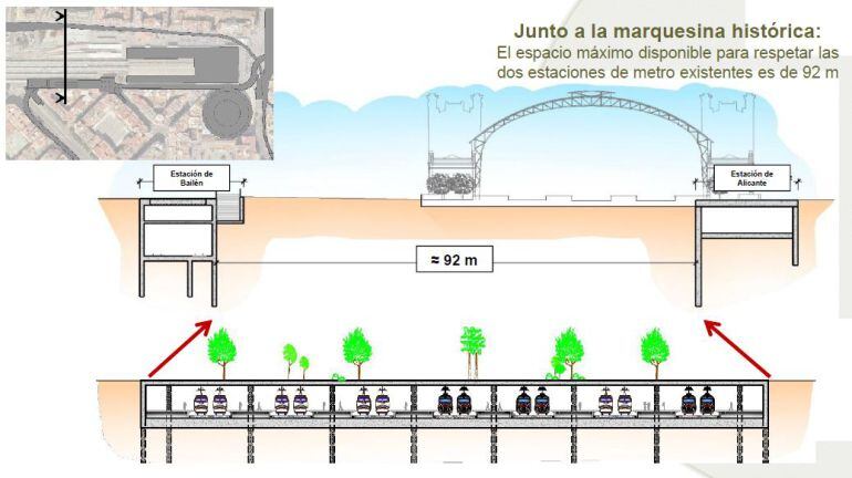 Propuesta de estación subterránea sólo para Cercanías y a un solo nivel