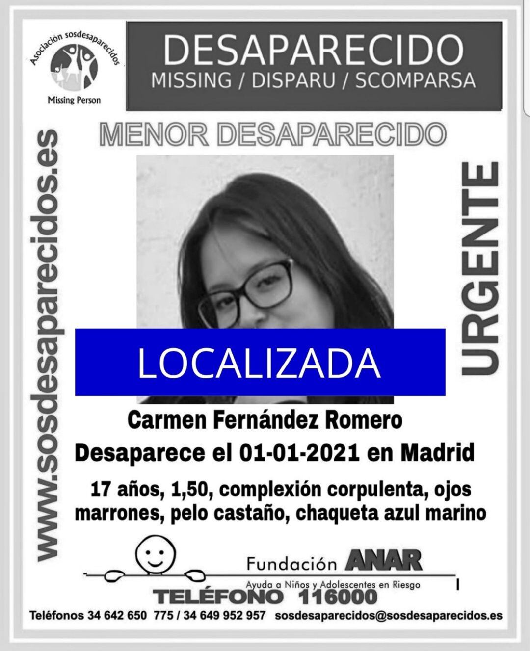 Cartel de la desaparición de la joven