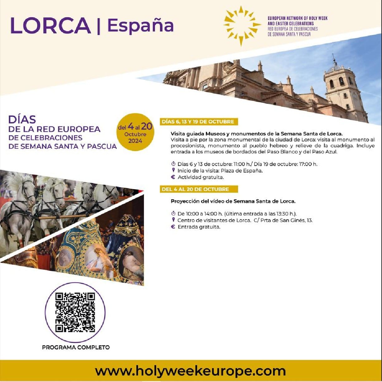 Lorca abrirá sus museos de bordados por los Días de la Red Europea de Celebraciones Semana Santa.