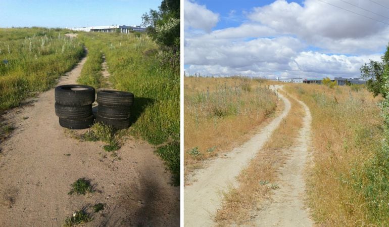 El consistorio ha defendido que la imagen actual, a la derecha, demuestra que ya han sido limpiados los caminos