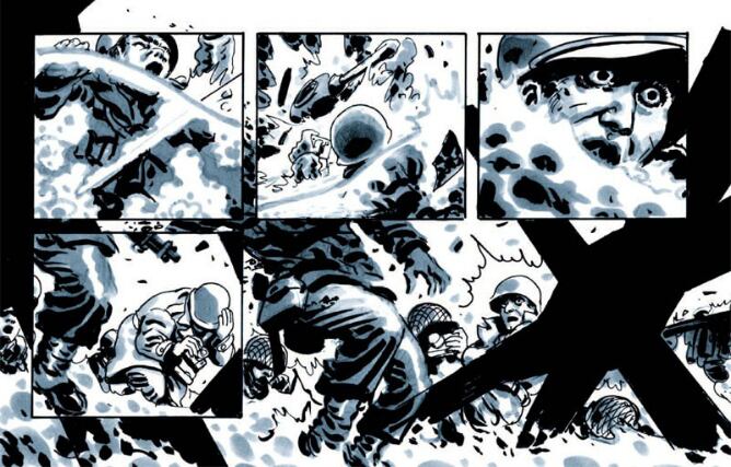 Imagen del cómic 'Omaha Beach, 6 jun 1944' del guionista Jean-David Morvan y el ilustrador Dominique Bertail