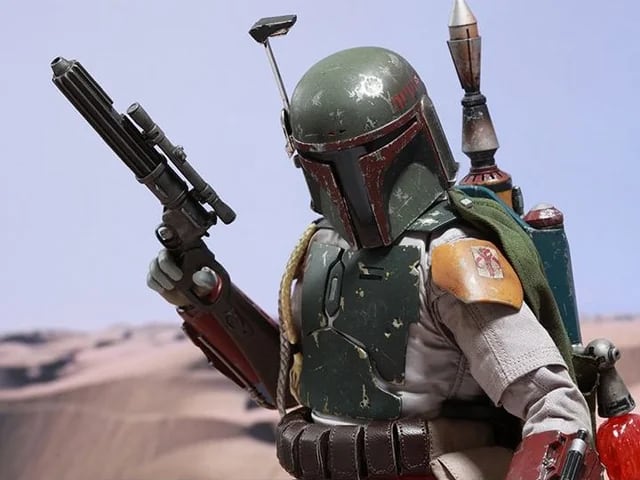 Boba Fett con su rifle en una de sus apariciones en las películas de la saga 'Star Wars'
