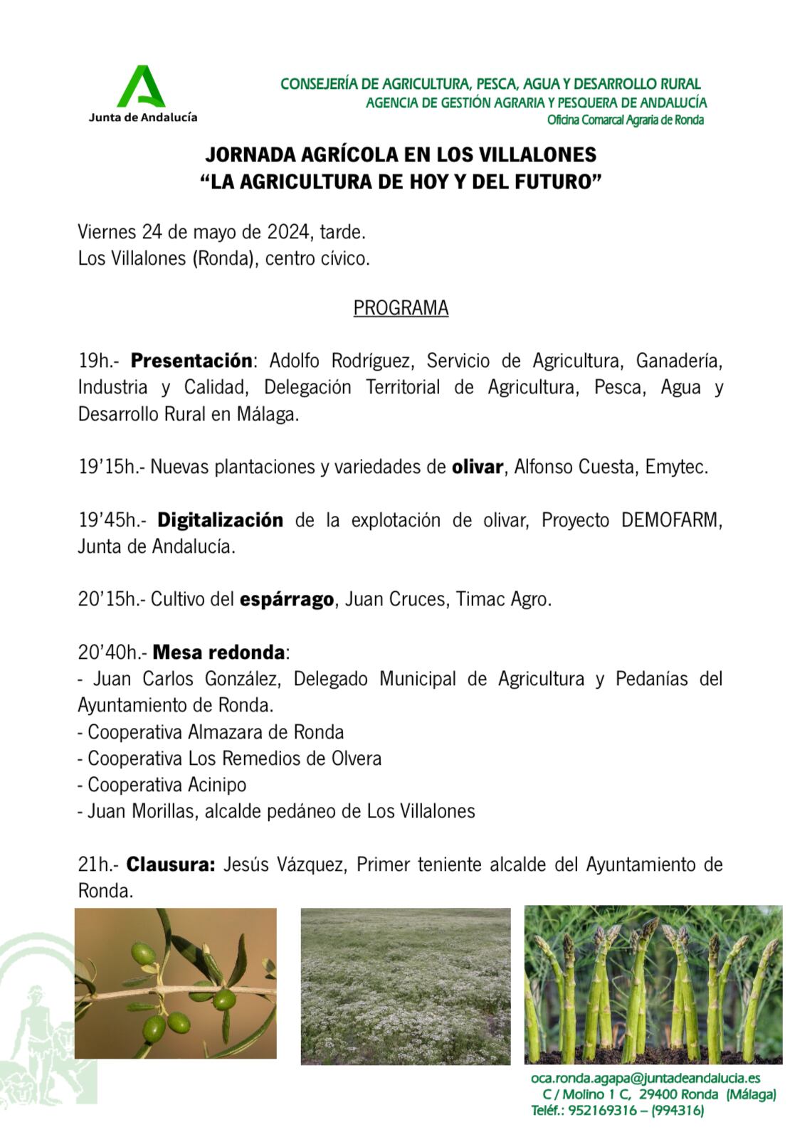 Cartel de la Jornada Agrícola de este viernes