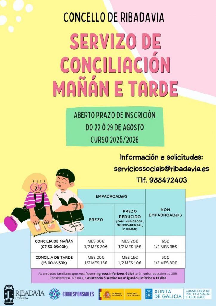 Cartel do programa de conciliación en Ribadavia