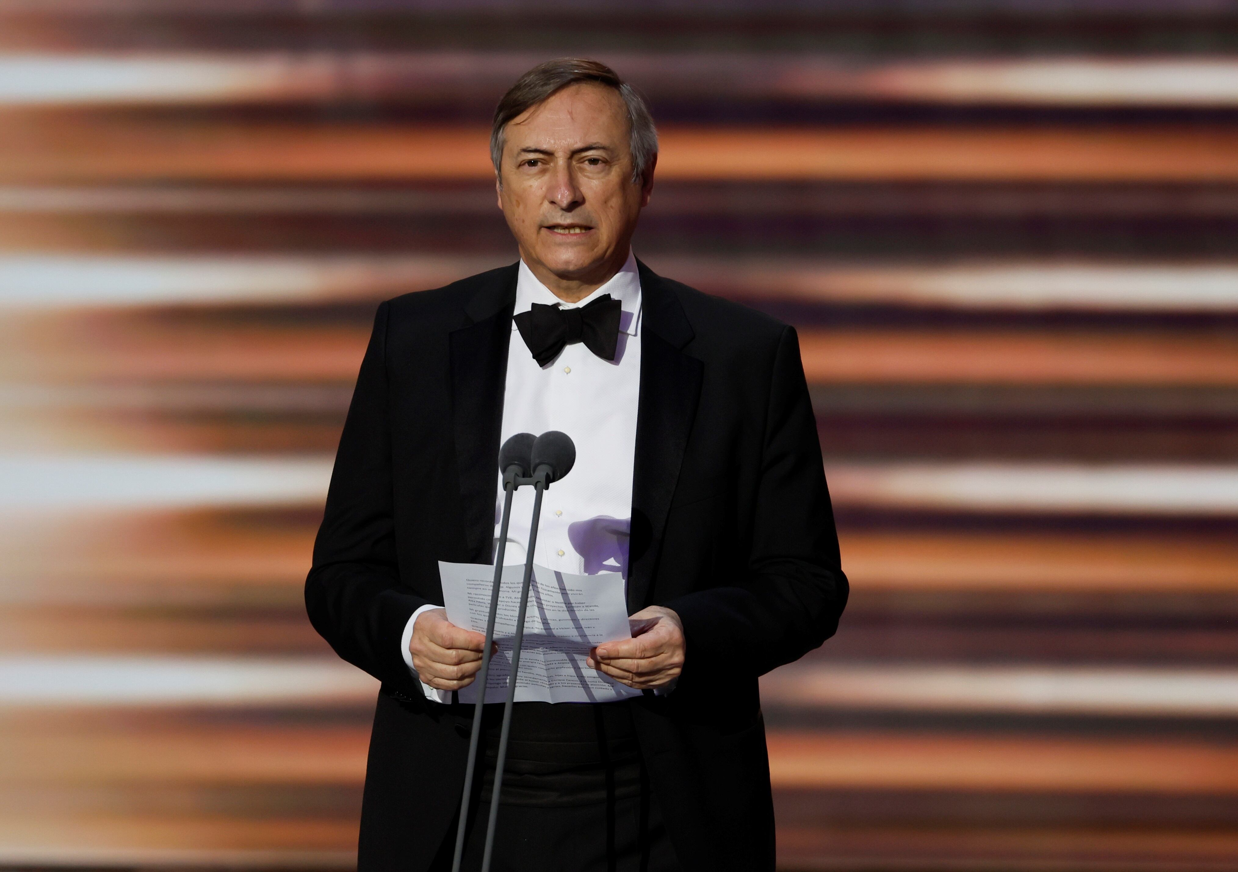 El productor José Antonio Félez cuando recibió la Medalla de Oro de la EGEDA en la gala de entrega de los Premios Forqué, en su vigésimo séptima edición EFE/Ballesteros