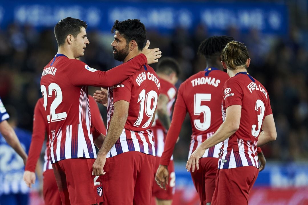 Álvaro Morata y Diego Costa en un partido con el Atlético.