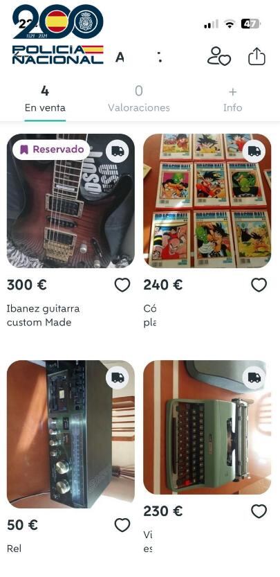 Anuncio en una conocida plataforma de la guitarra sustraída del autobús de los Mojinos Escocíos