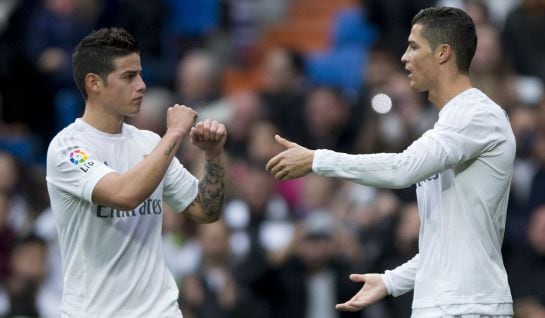 James Rodríguez y Cristiano Ronaldo.