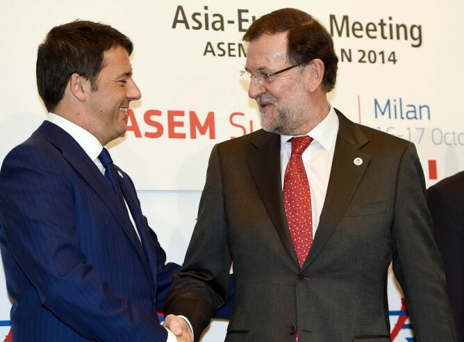 El presidente del Gobierno, Mariano Rajoy, junto con el primer ministro italiano, Matteo Renzi.