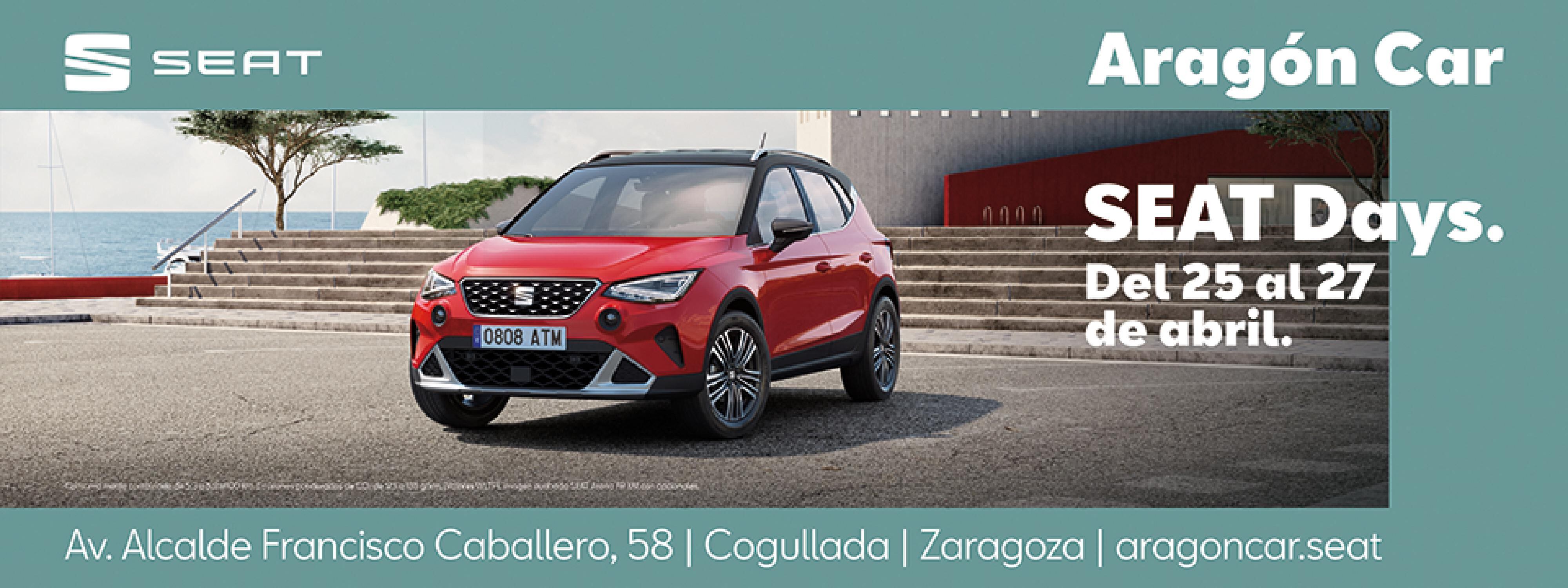 Aragón Car en Avenida Alcalde Francisco Caballero celebra sus SEAT Days. La ocasión perfecta para adquirir tu SEAT a un mejor precio y de forma inmediata.