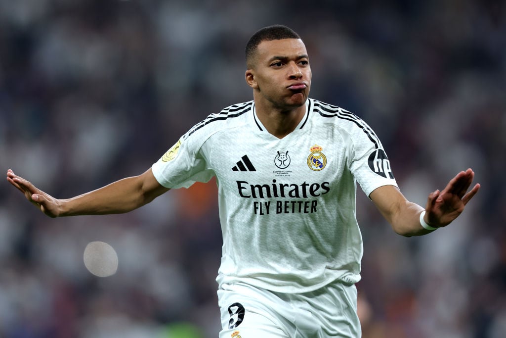 Mbappé celebrando el gol del 1-0 en la final de la Supercopa de España