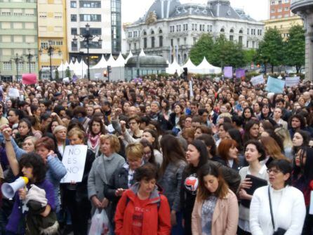 Momento de la manifestación, en Oviedo