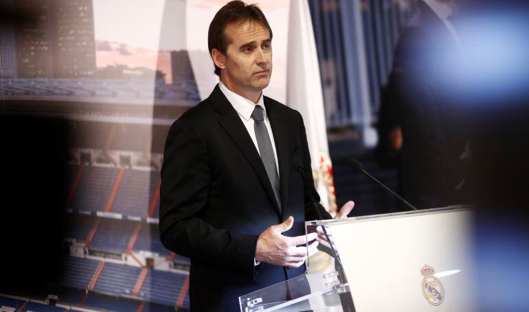 Julen Lopetegui, en su presentación como nuevo entrenador del Real Madrid.