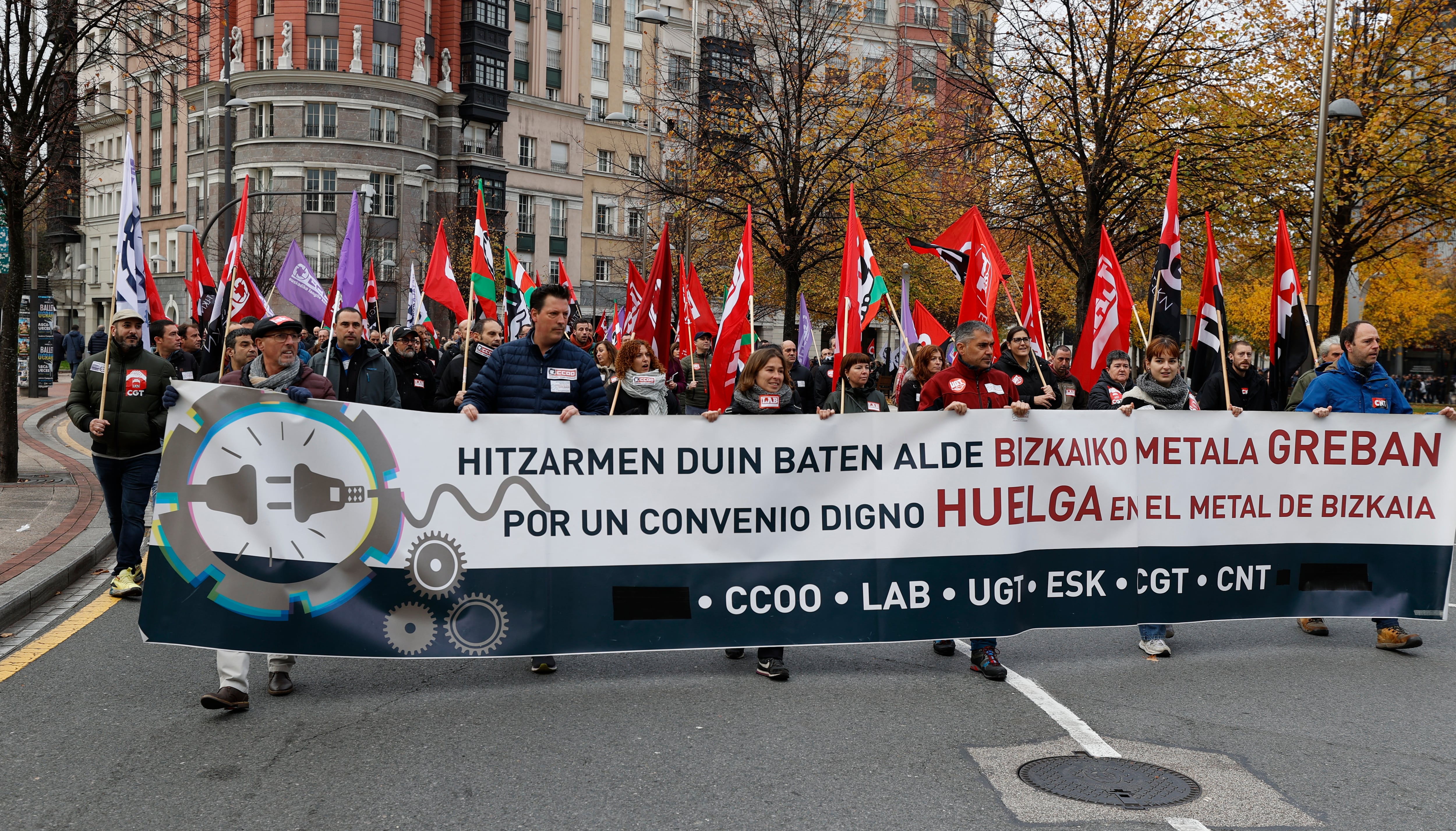 Trabajadores del metal durante las movilizaciones el pasado diciembre en Bilbao.