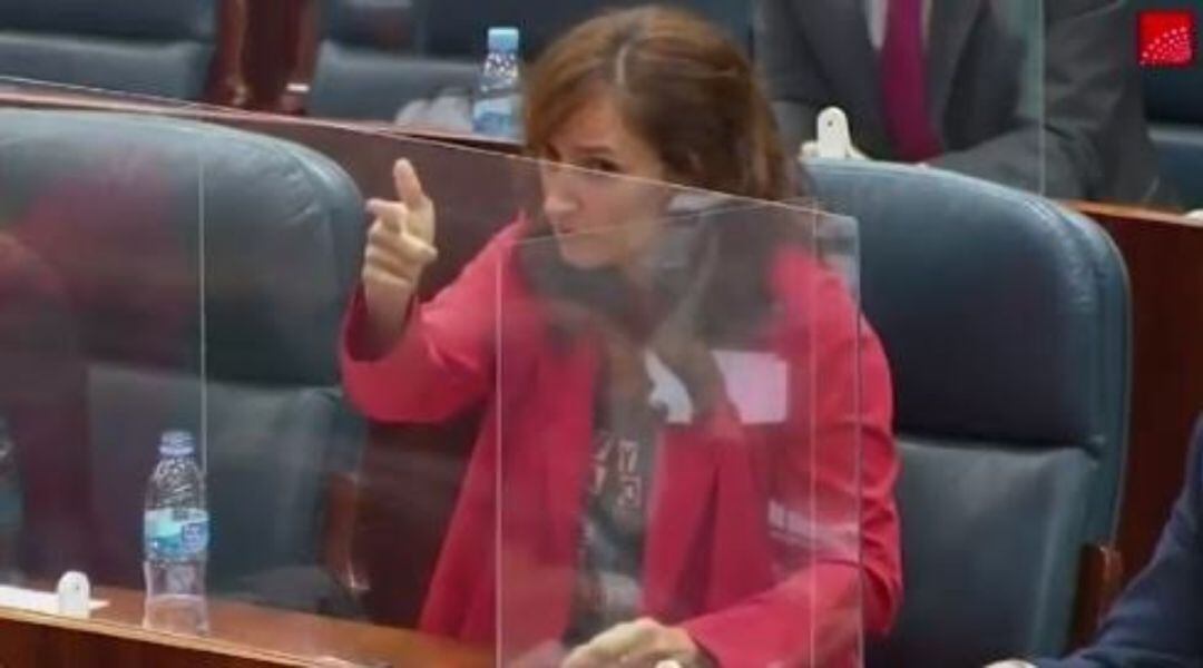 La diputada Mónica García durante el pleno de este jueves