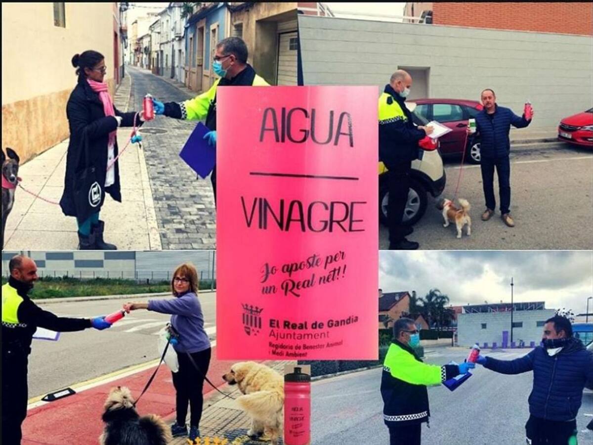 El Real de Gandia reparte botellas para limpiar la orina de los perros en la calle