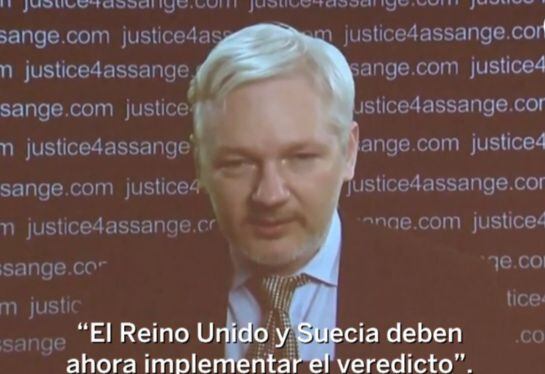 Assange en la videoconferencia de este viernes.