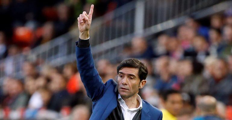 Marcelino, durante el partido ante el Villarreal