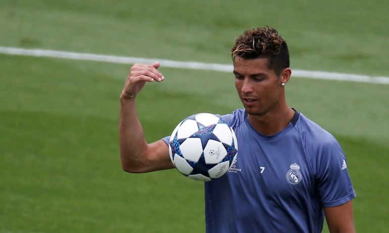 Cristiano Ronaldo, durante un entrenamiento