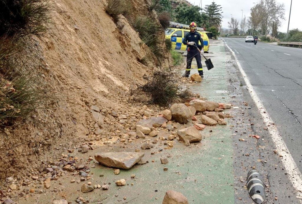 Desprendimientos causados por las lluvias en Lorca (Murcia)