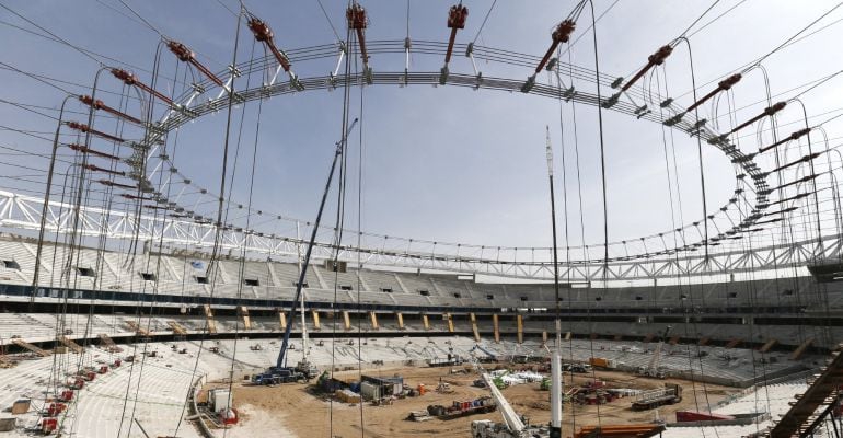 El Wanda Metropolitano, en plena construcción para estar a punto a comienzos de la siguiente temporada