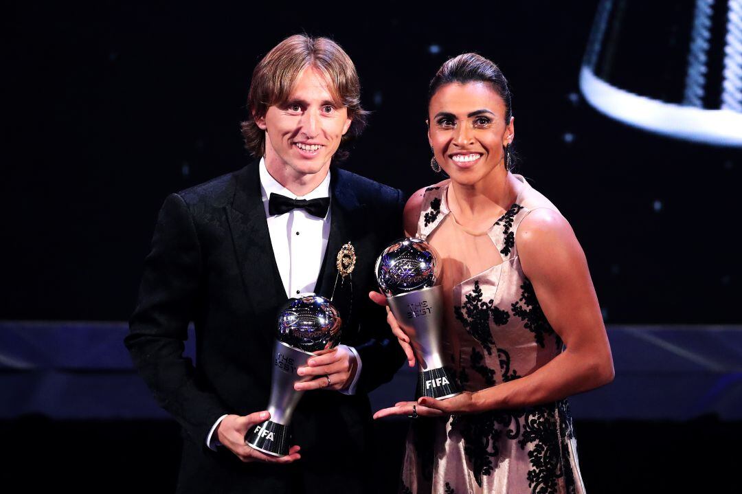 Modric y Marta, en la entrega del Premio The Best de la FIFA de 2018.