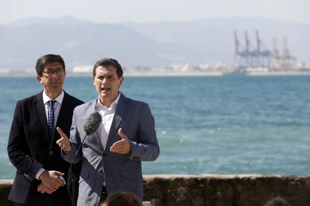 El presidente de Ciudadanos, Albert Rivera, y el vicepresidente de la Junta de Andalucía, Juan Marín