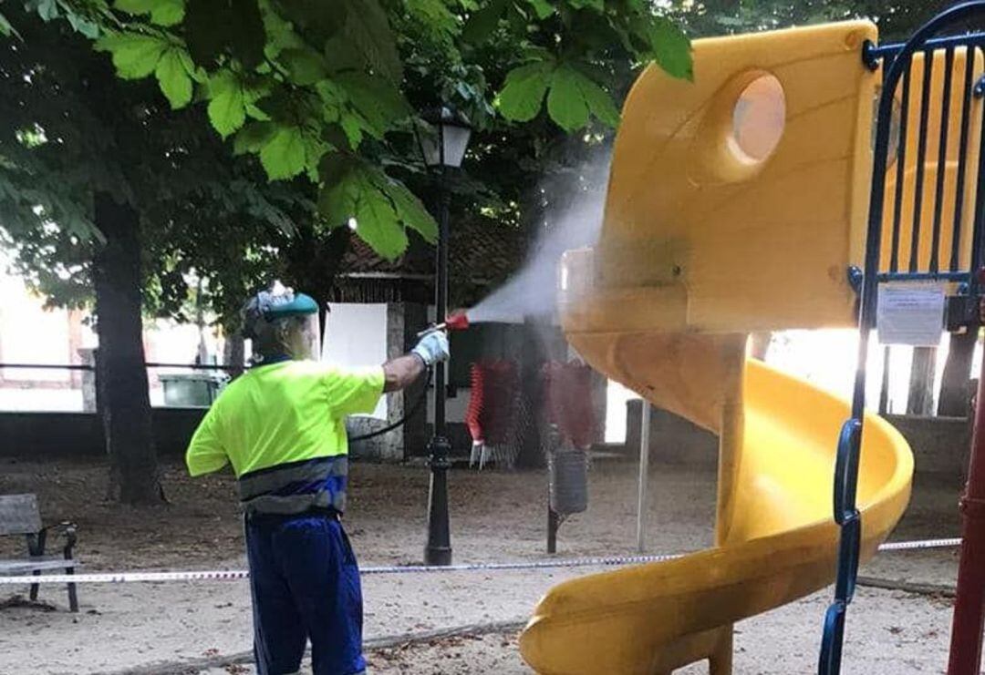 Desinfección en parques de Segovia