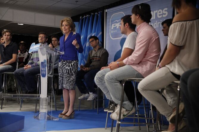 Acto electoral de Esperanza Aguirre en Pozuelo donde anunciaba que, si vuelve a ser presidenta regional, extenderá la libertad de elección a la Educación.