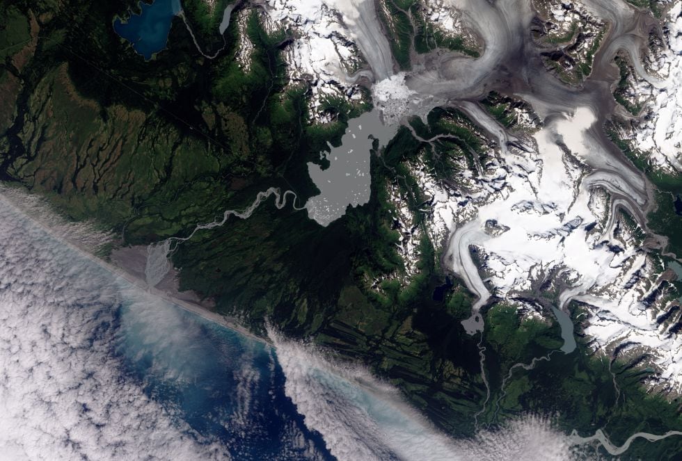 Situado en la cordillera de Brabazon al sureste de Alaska, el glaciar Yakutat es uno de los glaciares que más está sufriendo el deshielo.