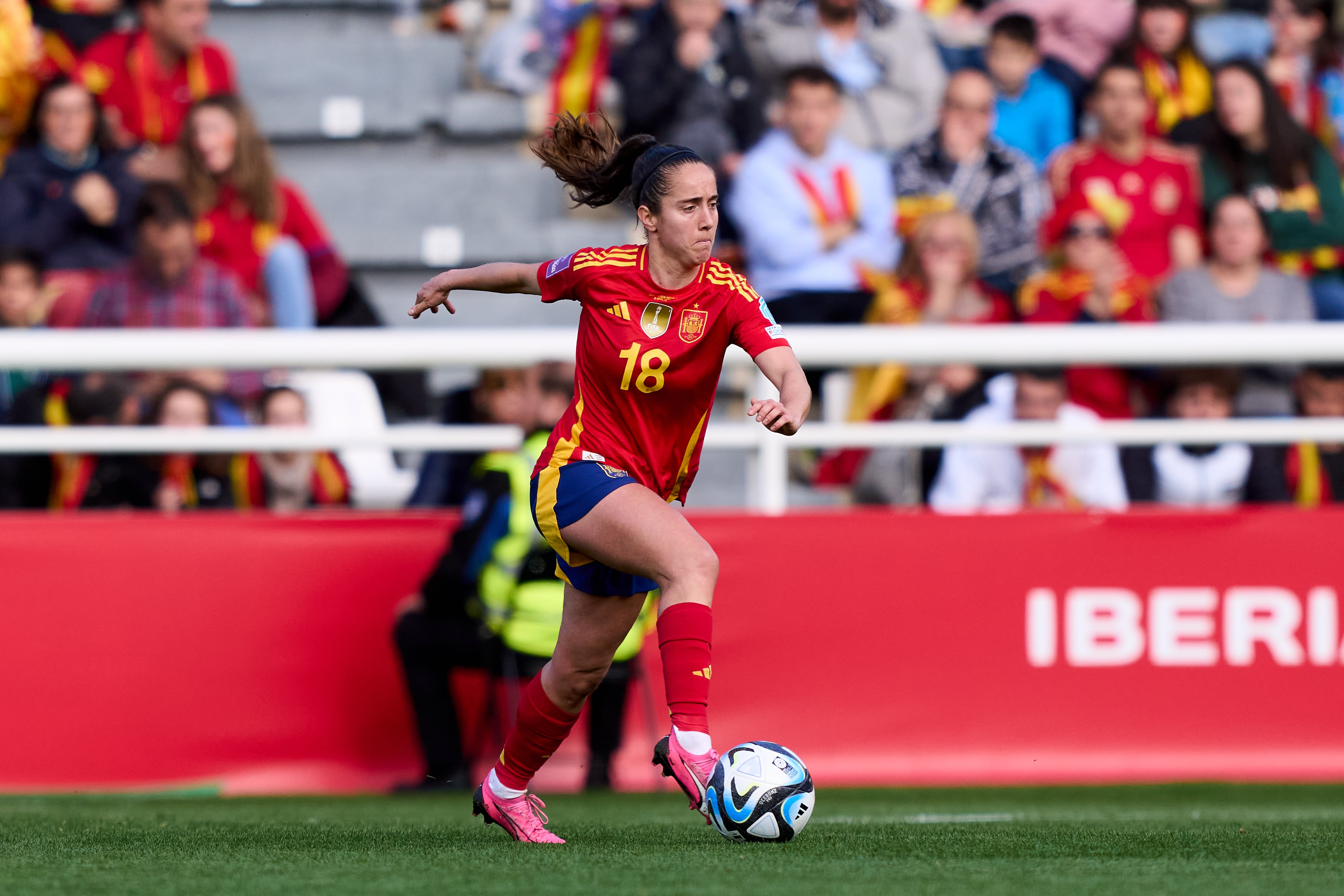 Maite Oroz, durante el partido de la clasificación para la Eurocopa entre España y República Checa