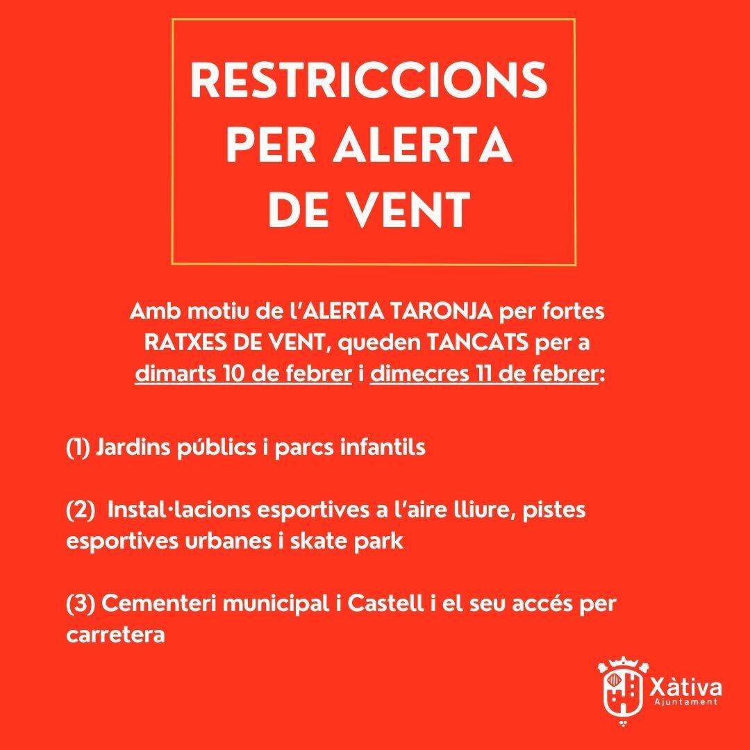 Medidas tomadas por el Ayuntamiento de Xàtiva. Fuente: Ajuntament de Xàtiva