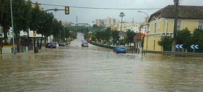 Las calles de Málaga inundadas