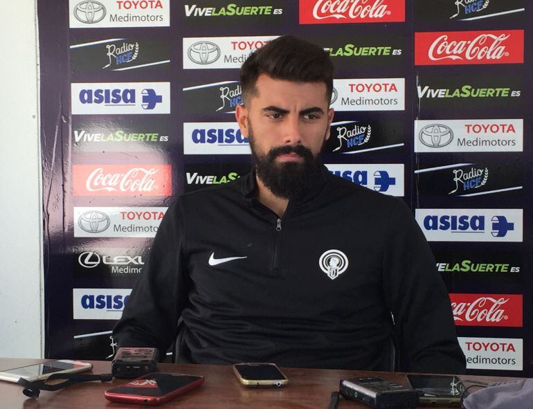 Jose Manuel López &#039;GAspar&#039;, jugador del Hércules CF, en la sala de prensa de las instalaciones de Fontcalent