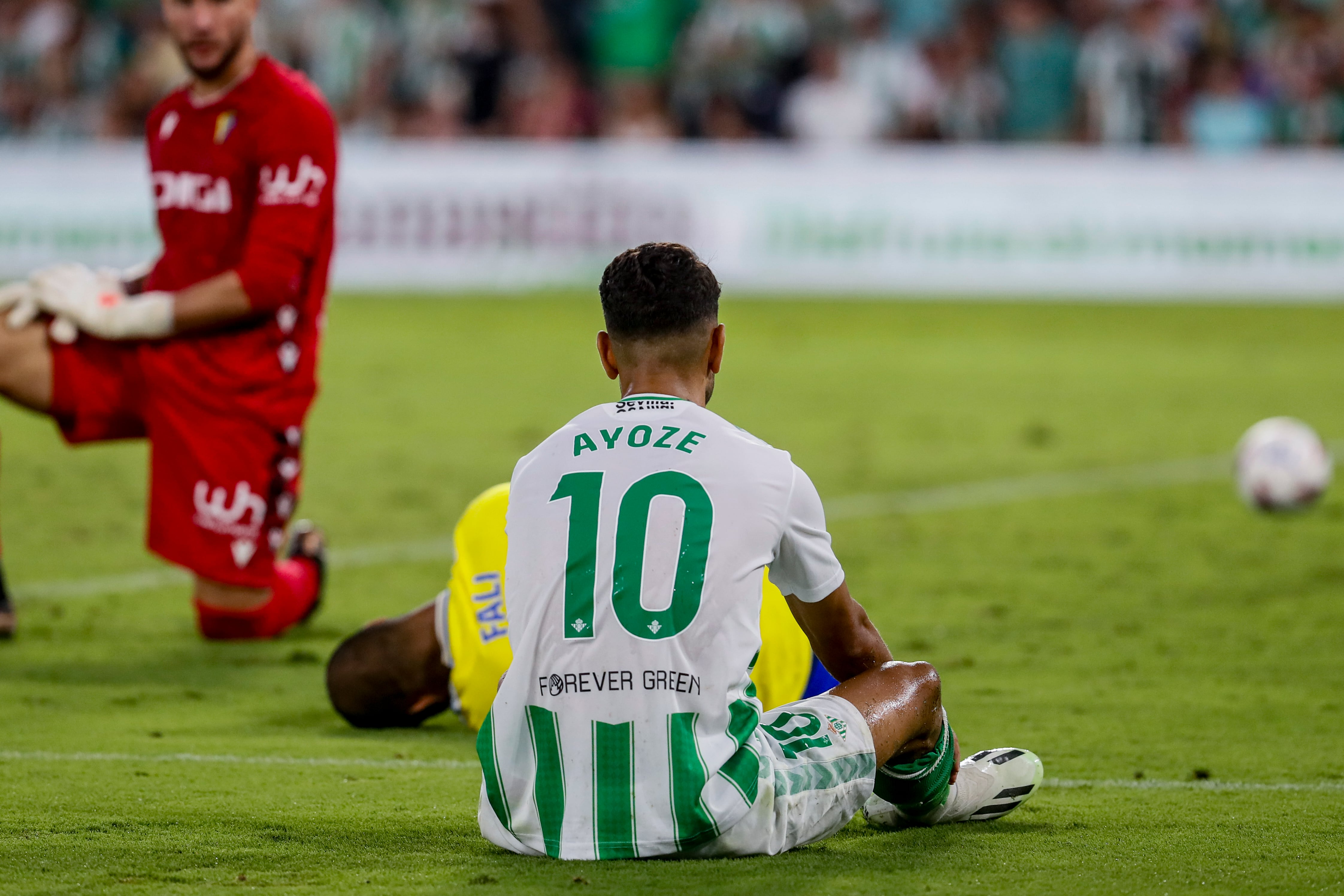 Sevilla, 24/09/2023.- El delantero del Real Betis Ayoze del Betis tras fallar una ocasion ante el Cádiz CF durante el partido de liga disputado en el estadio Benito Villamarín de Sevilla. EFE/ José Manuel Vidal
