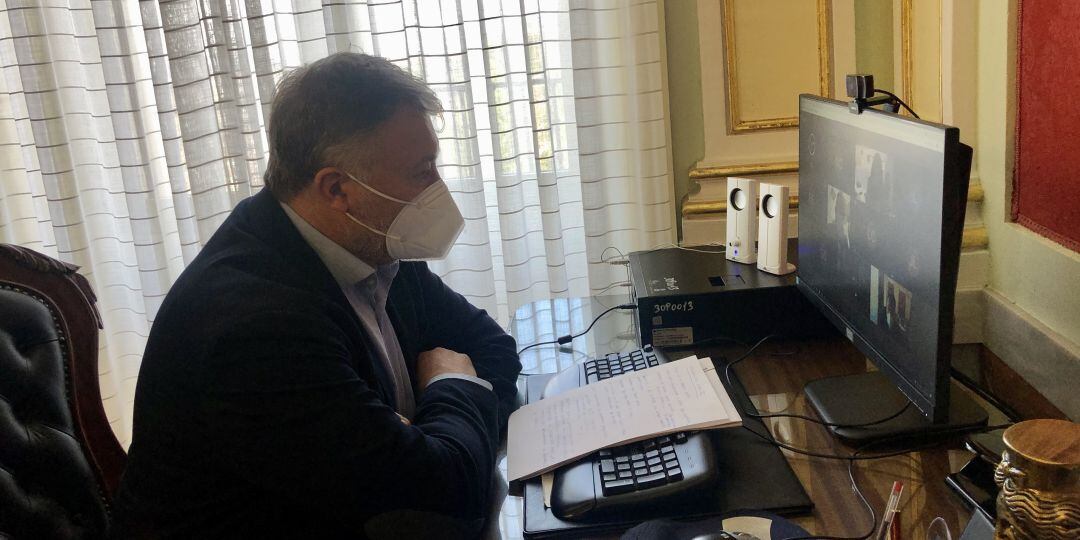 Darío Dolz durante una rueda de prensa telemática este martes