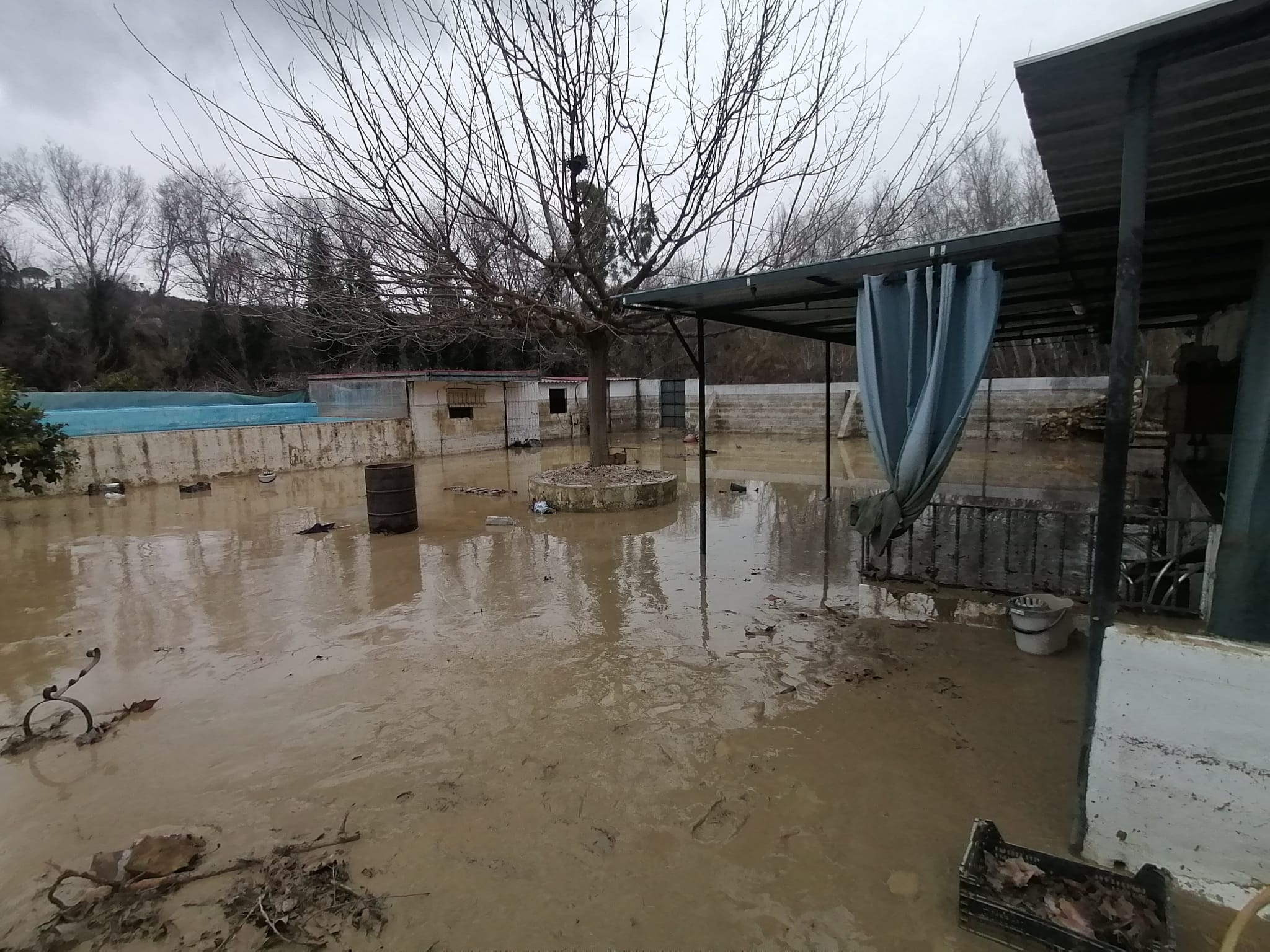 Una de las viviendas anegadas en la zona de los Puentes de Jaén.