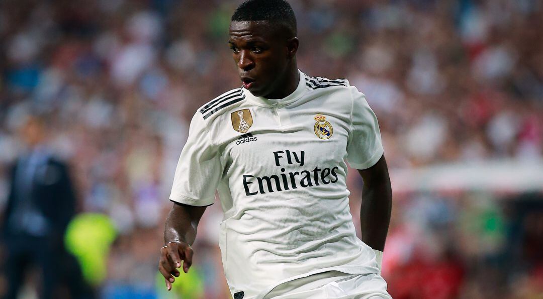 Vinicius, durante el partido del Trofeo Bernabéu ante el Milan