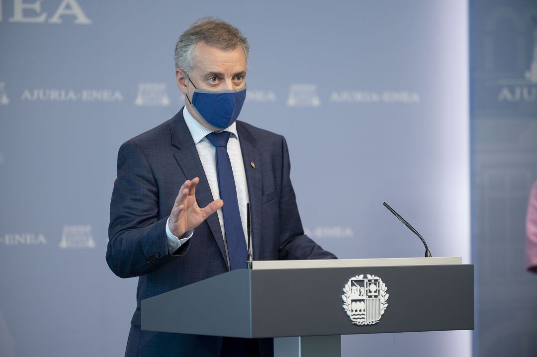 El lehendakari Urkullu durante su comparecencia al final del Consejo Asesor del LABI