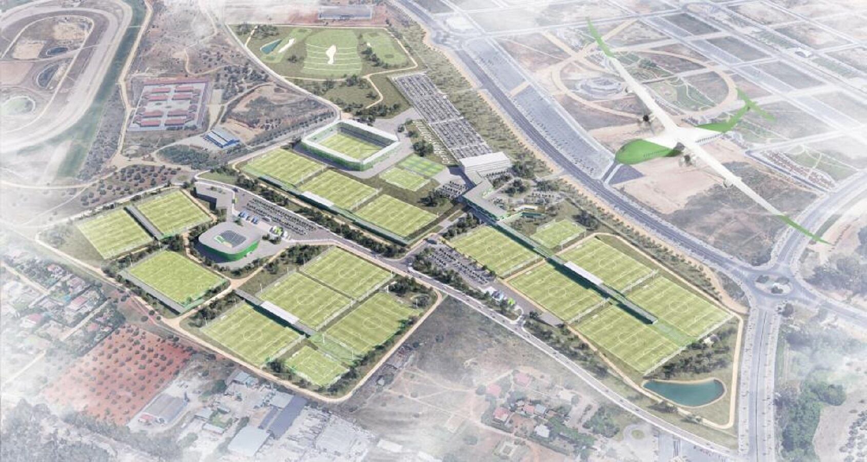 Proyecto de la nueva Ciudad Deportiva del Betis situada en Dos Hermanas.