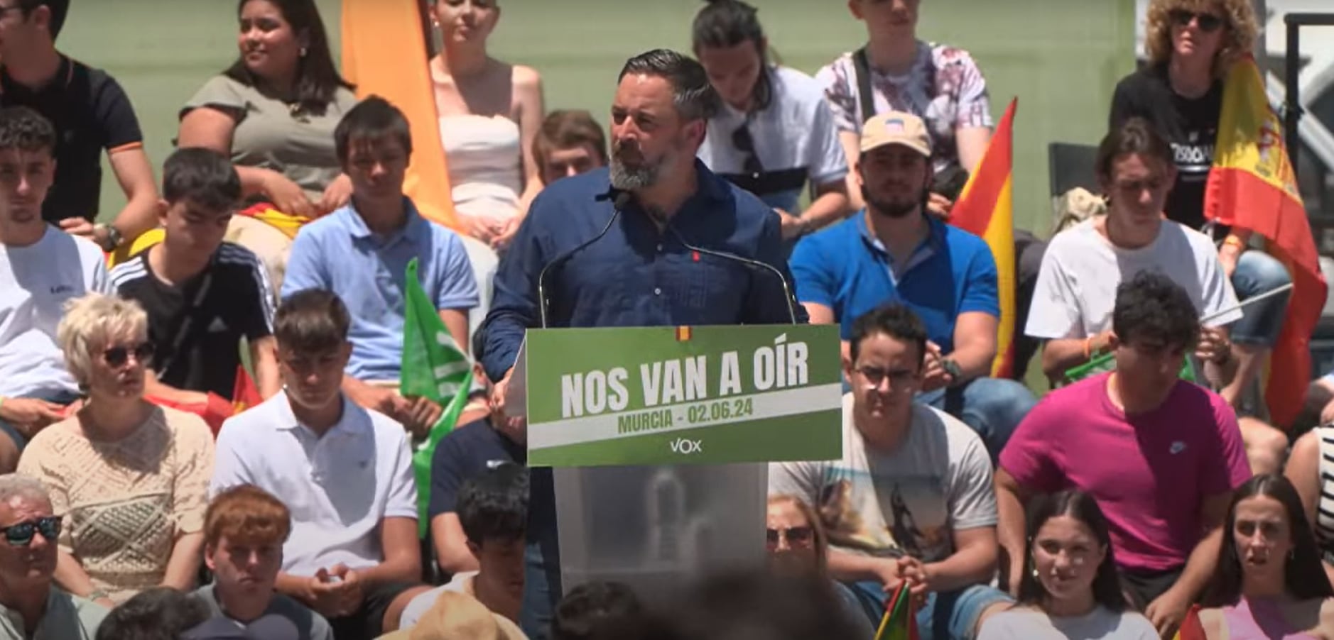 Santiago Abascal en un mitin en Murcia