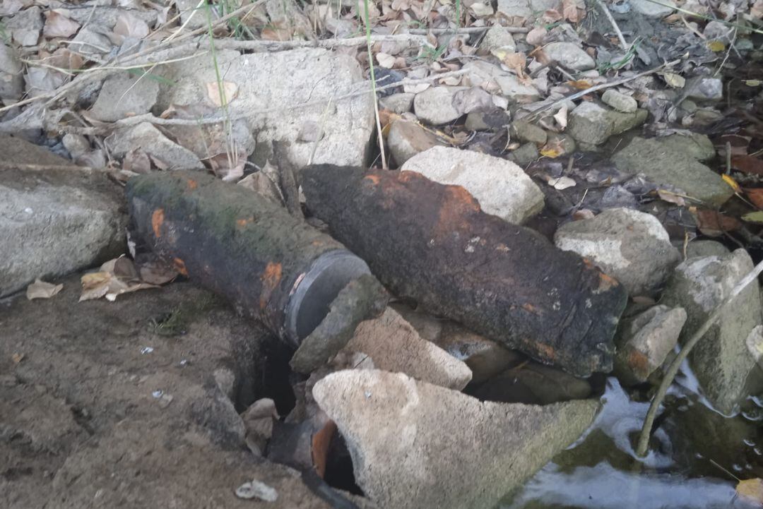 Obuses hallados accidentalmente en el río Guadiana a su paso por Ciudad Real