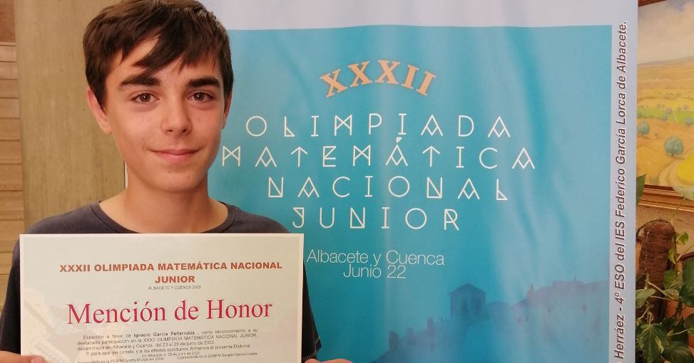 Ignacio García Peñarrubia, alumno conquense que ha conseguido una Mención de Honor en la XXXII Olimpiada Nacional Matemática Junior celebrada en Albacete y en Cuenca .