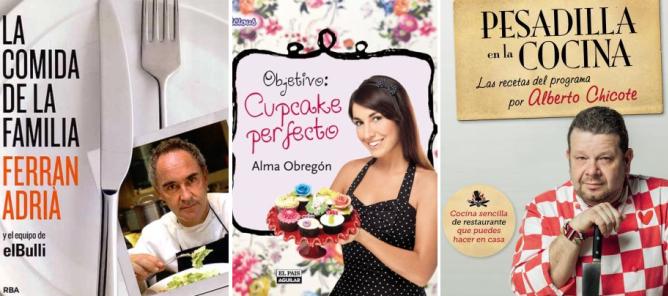 Portada de los libros &#039;La cocina de la familia&#039;, &#039;Operación: cupcake perfecto&#039; y &#039;Pesadilla en la cocina&#039; (montaje elaborado por la Cadena SER).