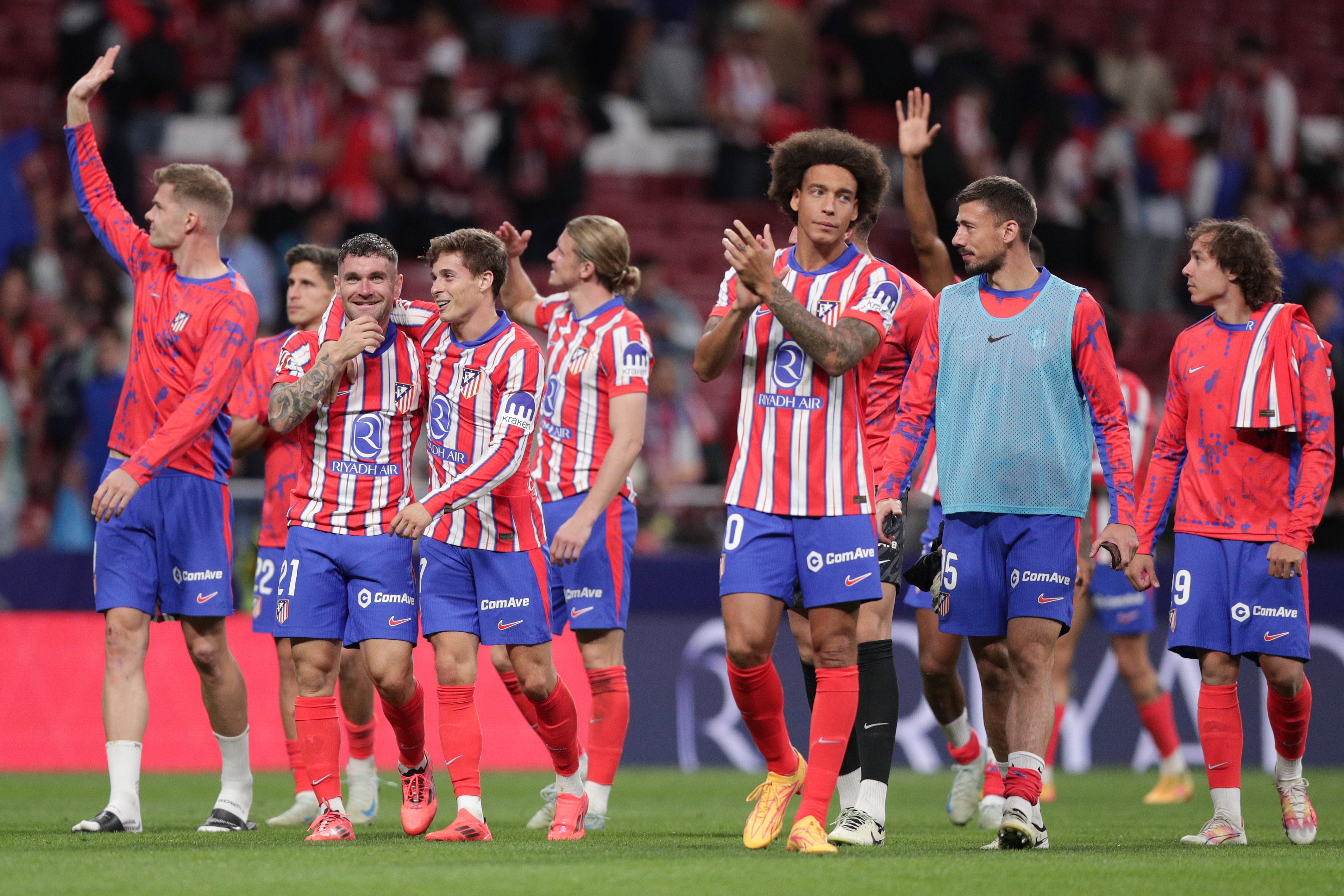 Jugadores del Atlético de Madrid después del derbi madrileño